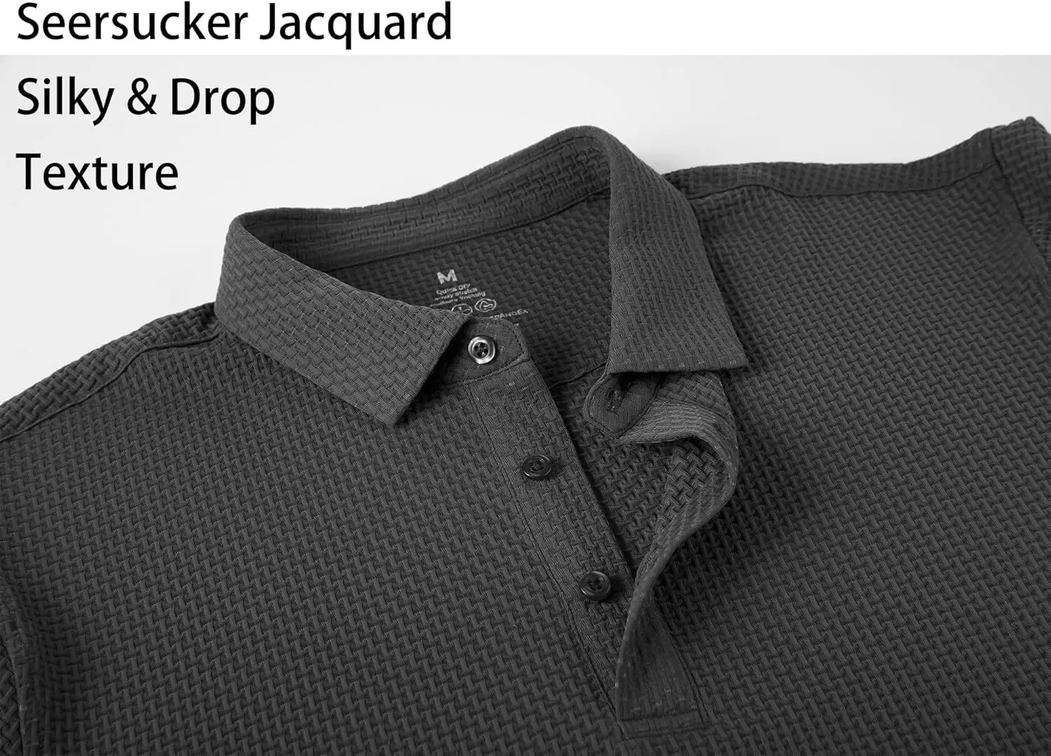 Alex Vando Mens Bubble Jacquard Polo Shirt Super Stretch Short Sleeve Polo Shirts for Men