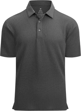 Alex Vando Mens Bubble Jacquard Polo Shirt Super Stretch Short Sleeve Polo Shirts for Men