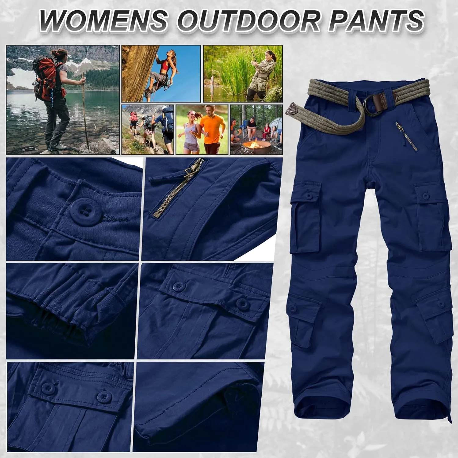 Alfiudad Womens Cargo Pants with Pockets, Women's Casual Military Army Hiking Combat Tactical Work Pants Trousers
