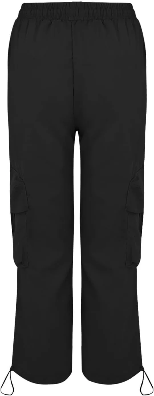 Baggy Cargo Pants Women Casual High Waisted Parachute Pants Drawstring Loose Hip Hop Wide Leg Pant Y2K Streetwear