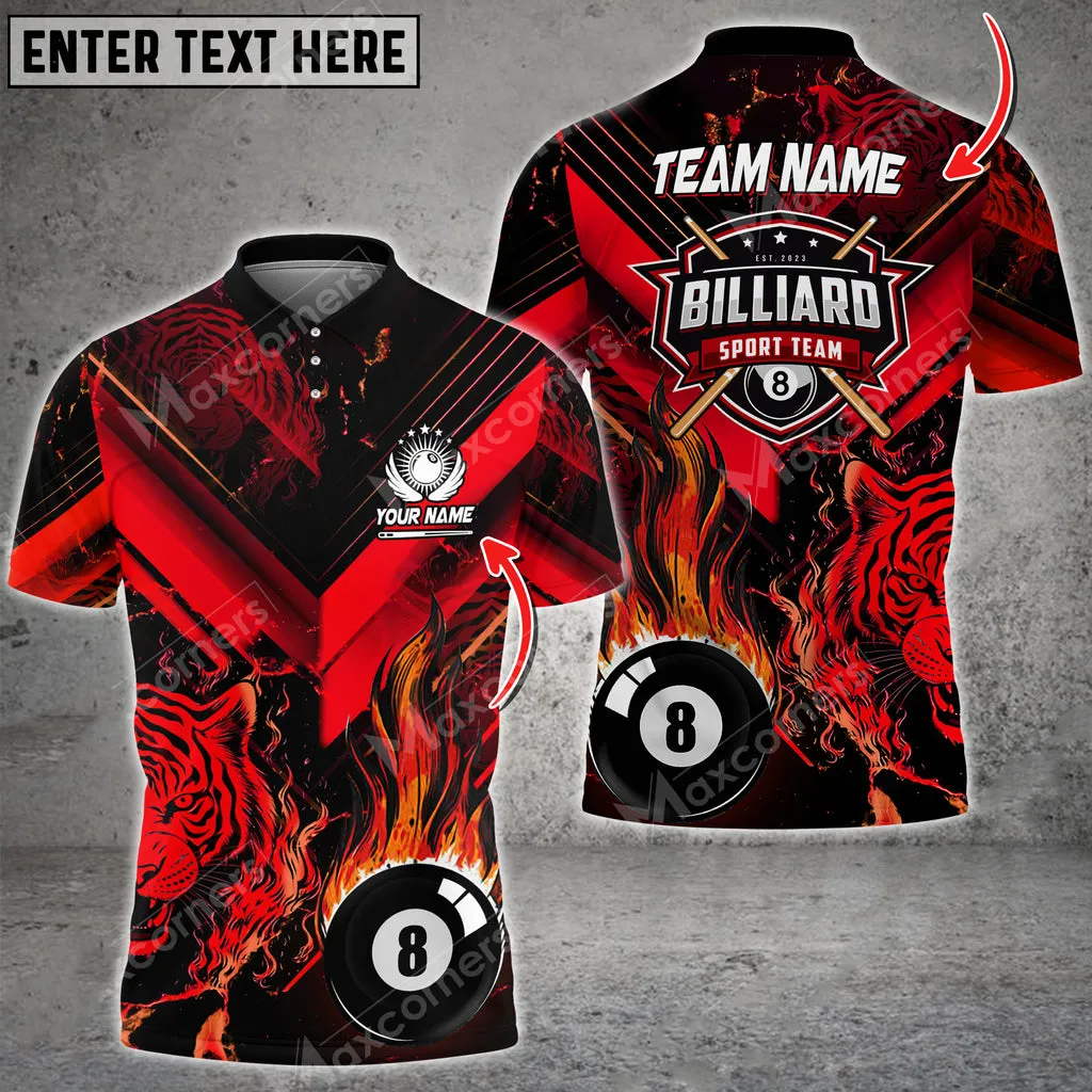 Billiards King Forest Fire Personalized Name, Team Name 3D Polo Shirt, Perfect Gift for Billiard Lovers