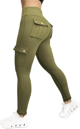 Cargo Leggings with Pockets for Women Workout Butt Lifting Leggings High Waiste Gym Yoga Pants Casual Jogger Sweatpants