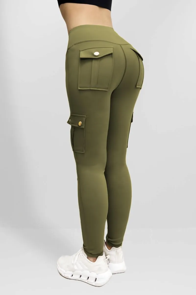 Cargo Leggings with Pockets for Women Workout Butt Lifting Leggings High Waiste Gym Yoga Pants Casual Jogger Sweatpants