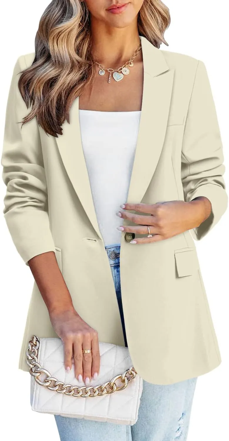 CHICZONE Womens Long Sleeve Casual Blazers Open Front Lapel Button Work Office Ladie's Suits Jackets