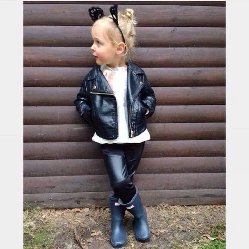 CM C&M WODRO Toddler Baby Boy Girl Motorcycle Faux Leather Jackets Coat Winter Outwear for 1-6Y