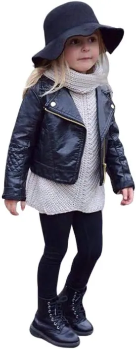CM C&M WODRO Toddler Baby Boy Girl Motorcycle Faux Leather Jackets Coat Winter Outwear for 1-6Y