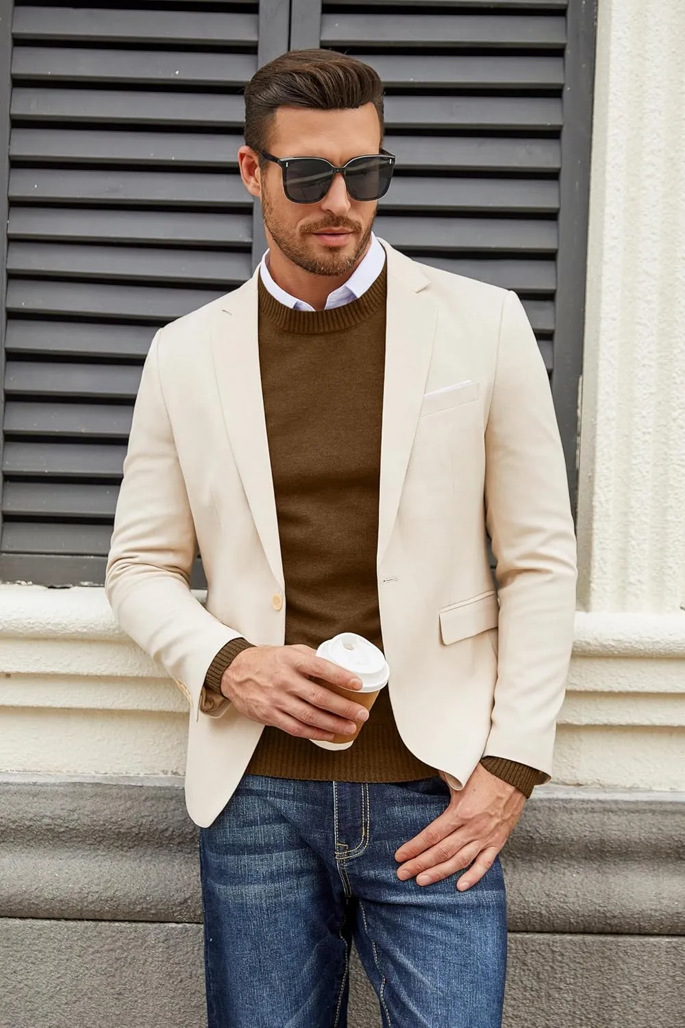 COOFANDY Men's Dress Crew Neck Sweater Lightweight Sweatshirts Knitted Pullover Casual Fashion Long Sleeve Sweater