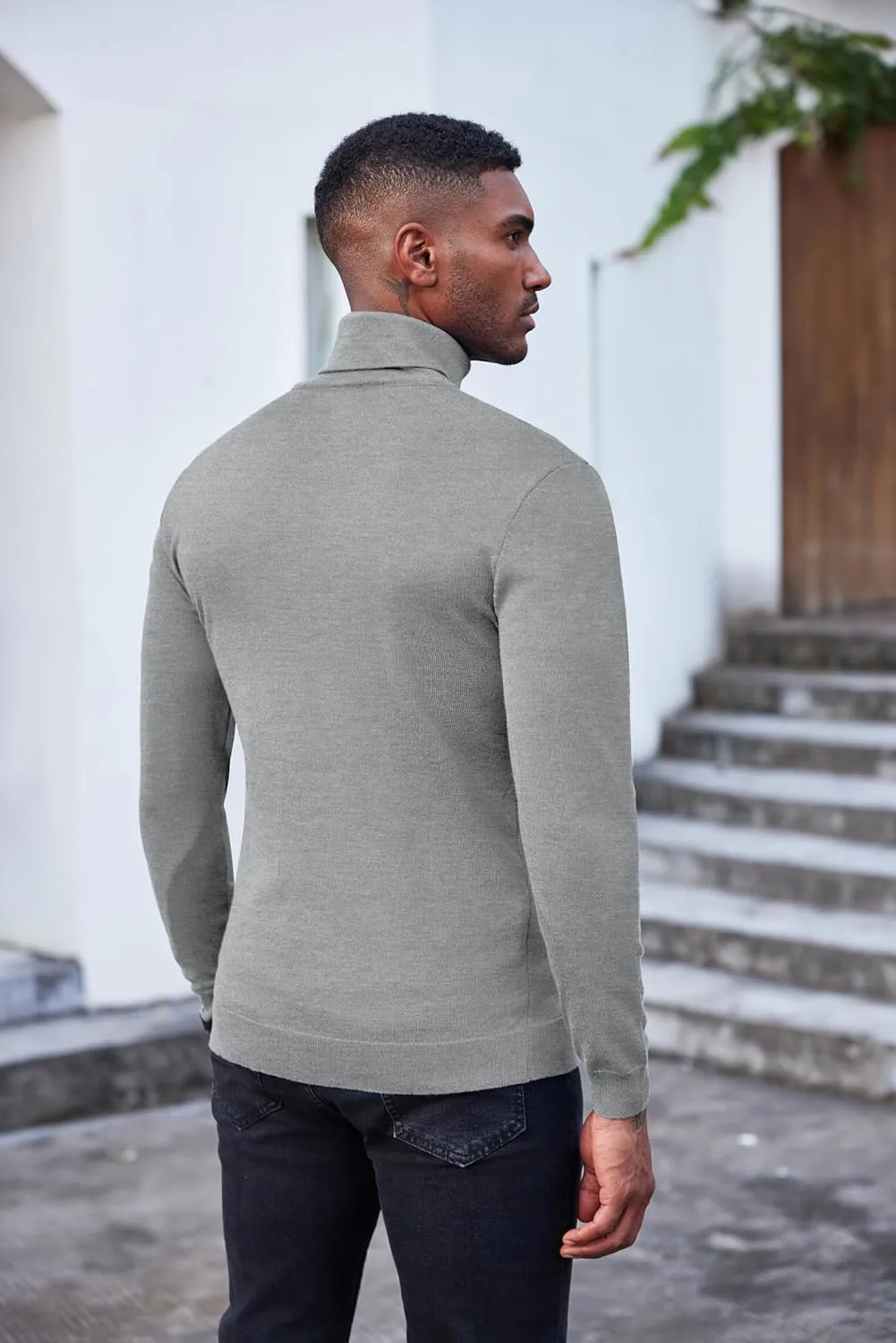 COOFANDY Men's Slim Fit Turtleneck Sweater Casual Basic Knitted Long Sleeve Pullover Sweater