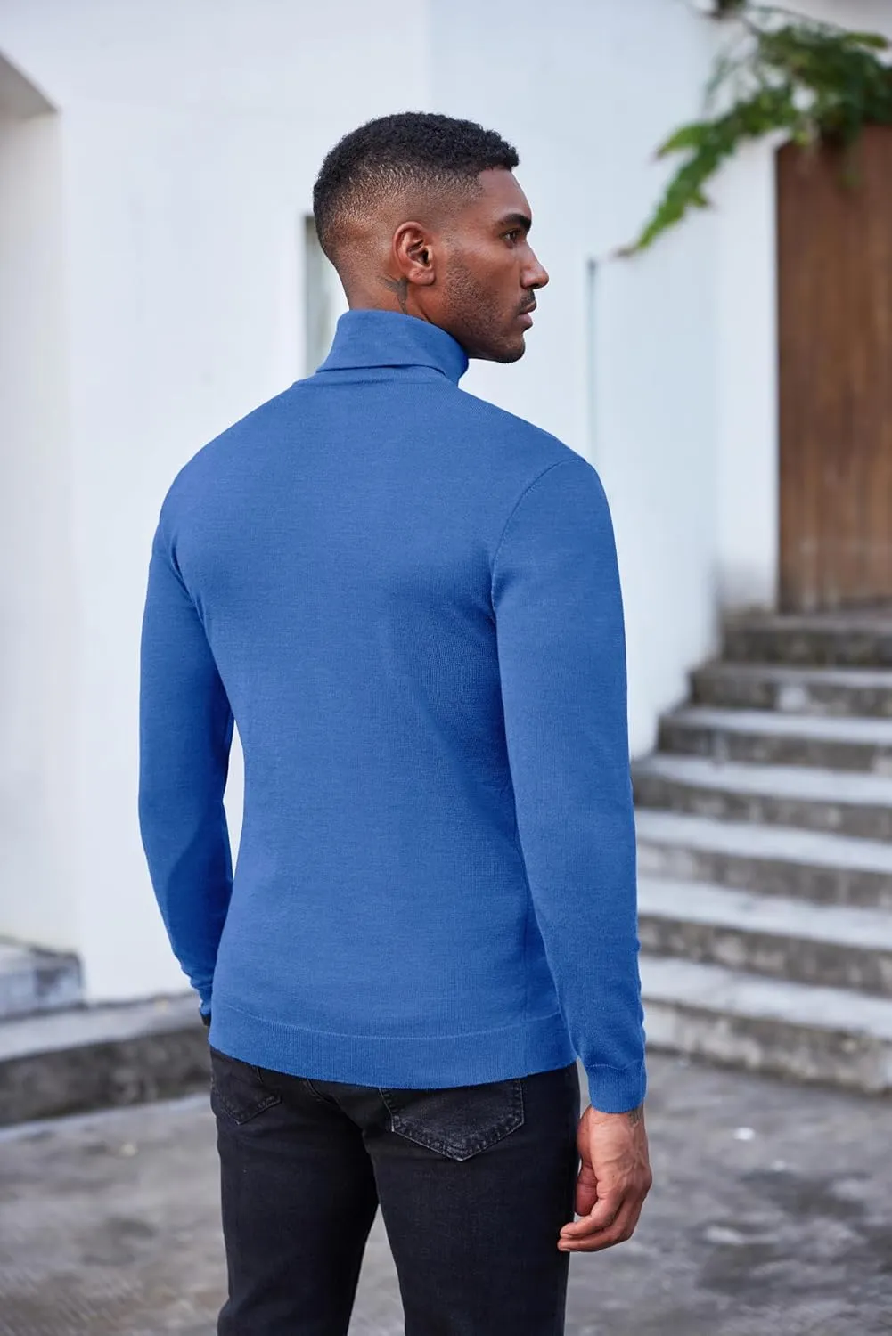 COOFANDY Men's Slim Fit Turtleneck Sweater Casual Basic Knitted Long Sleeve Pullover Sweater