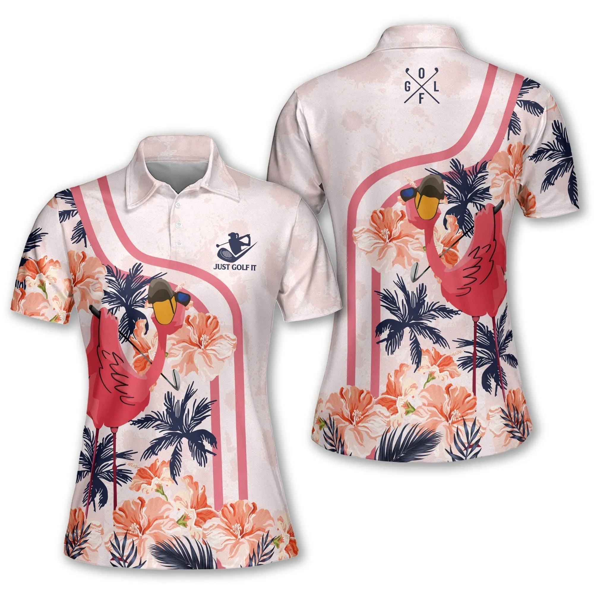 Flamingo Golf Women Short Sleeve Polo Shirt, Sleeveless Polo Shirt for woman