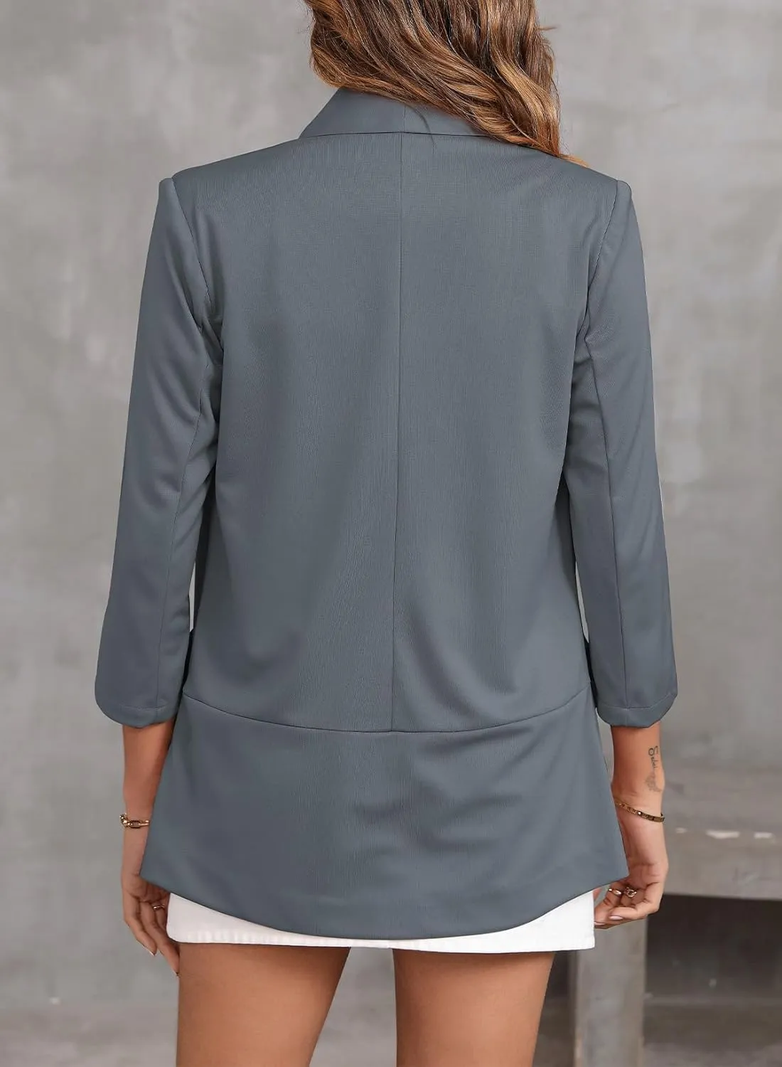 Happy Sailed Womens 3/4 Sleeve Blazers Lightweight Open Front Cardigan Jacket Office Work Suits