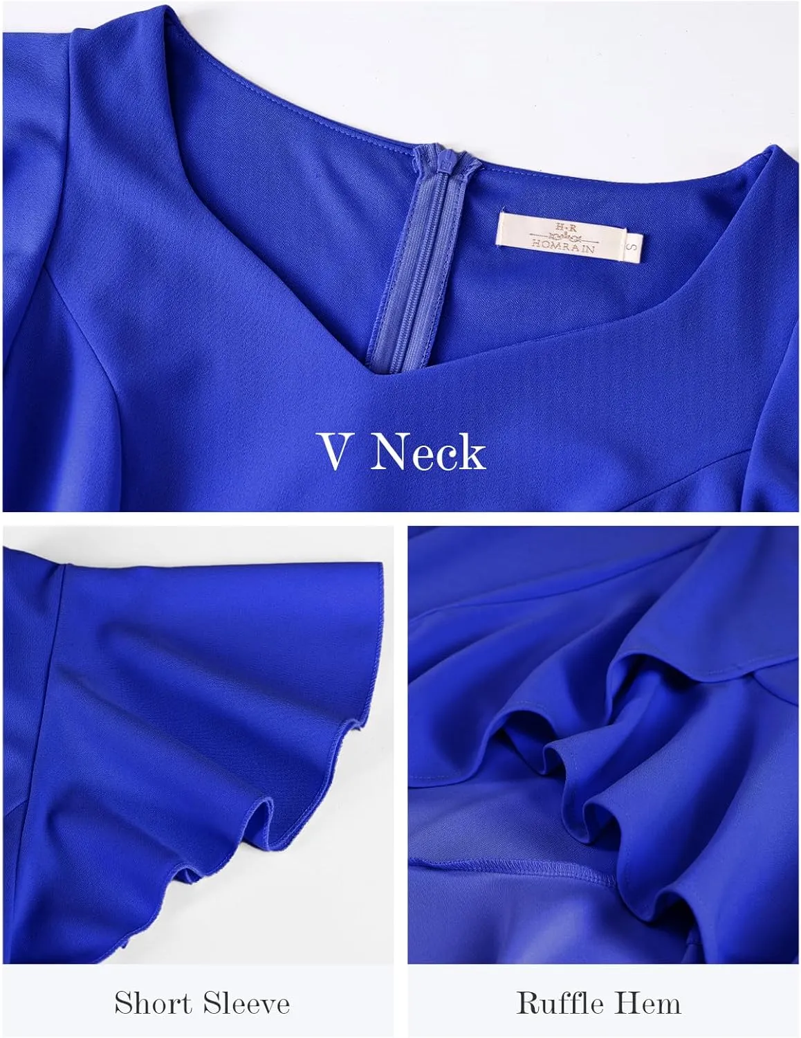 HomRain V Neck Formal Wedding Guest Bridesmaid Dresses for Women 2025 Ruffle Sleeves for Cocktail Graduation Modest Dress