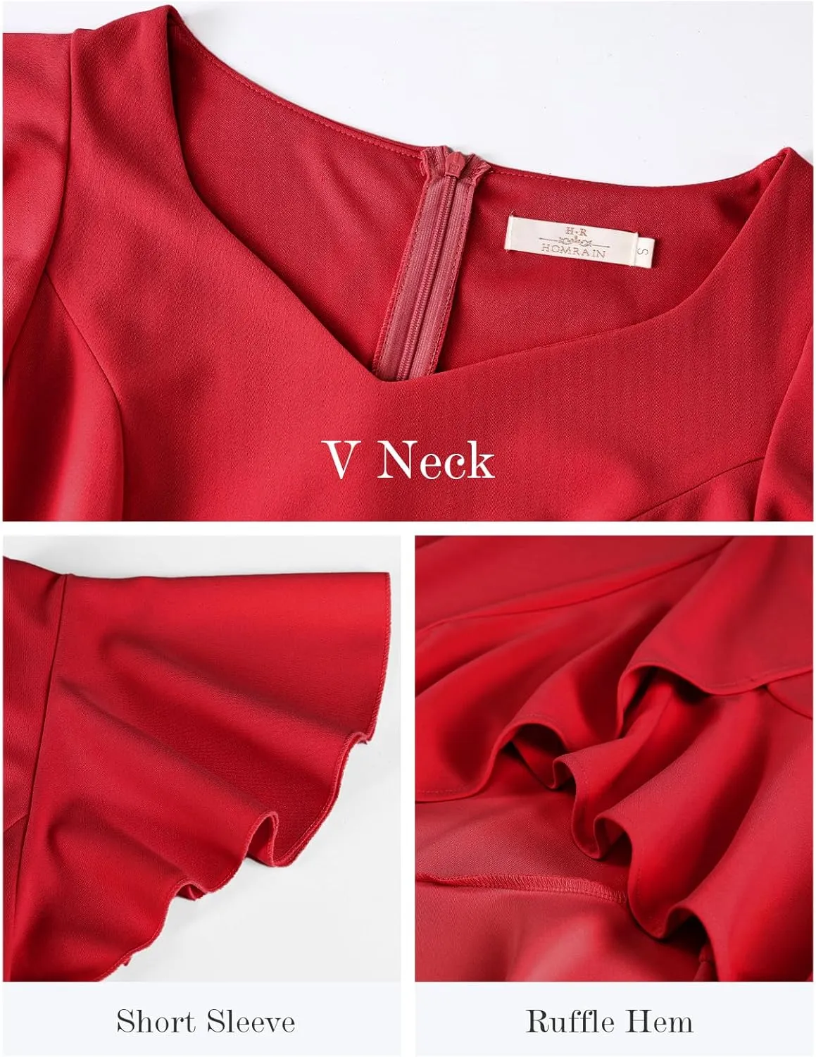 HomRain V Neck Formal Wedding Guest Bridesmaid Dresses for Women 2025 Ruffle Sleeves for Cocktail Graduation Modest Dress