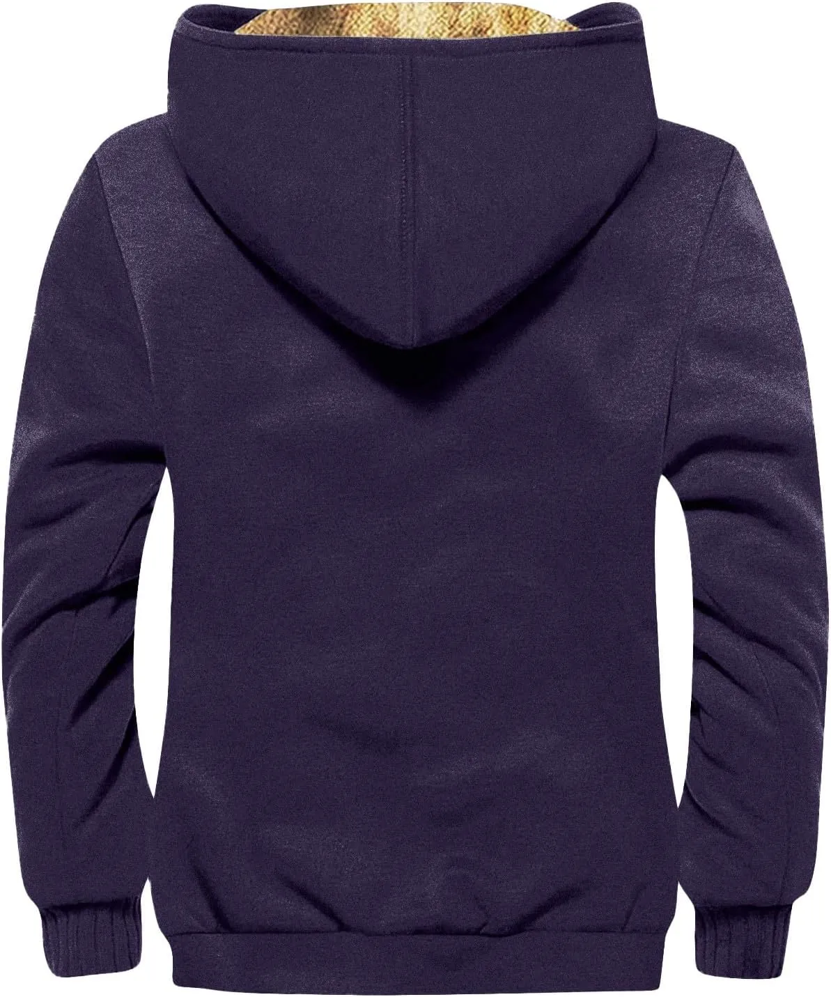 Long Sleeve Coat Graphic Zipper Winter Coats Fleece Fur Lined Jacket Long Sleeve Oversized Hoodies For Men