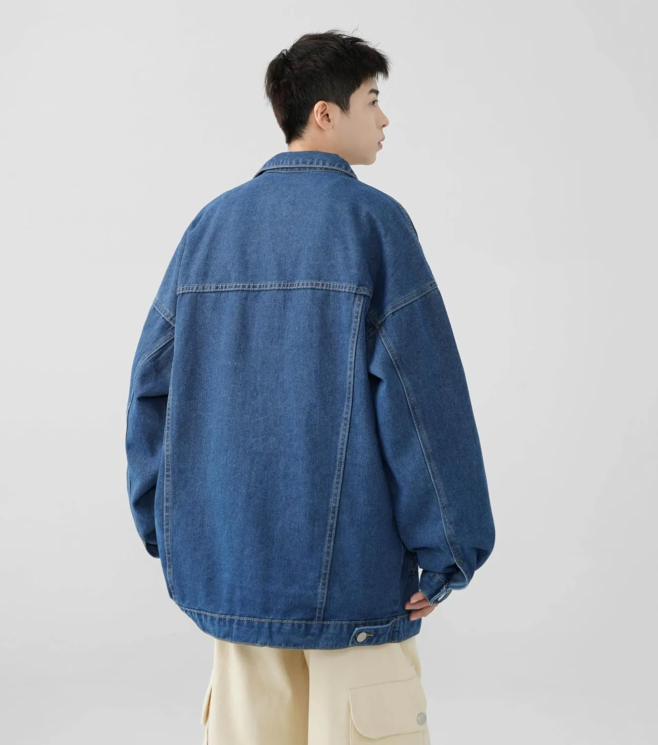 Men's American Spring Casual Denim Jacket for motorcycle riding