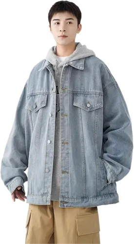 Men's American Spring Casual Denim Jacket for motorcycle riding