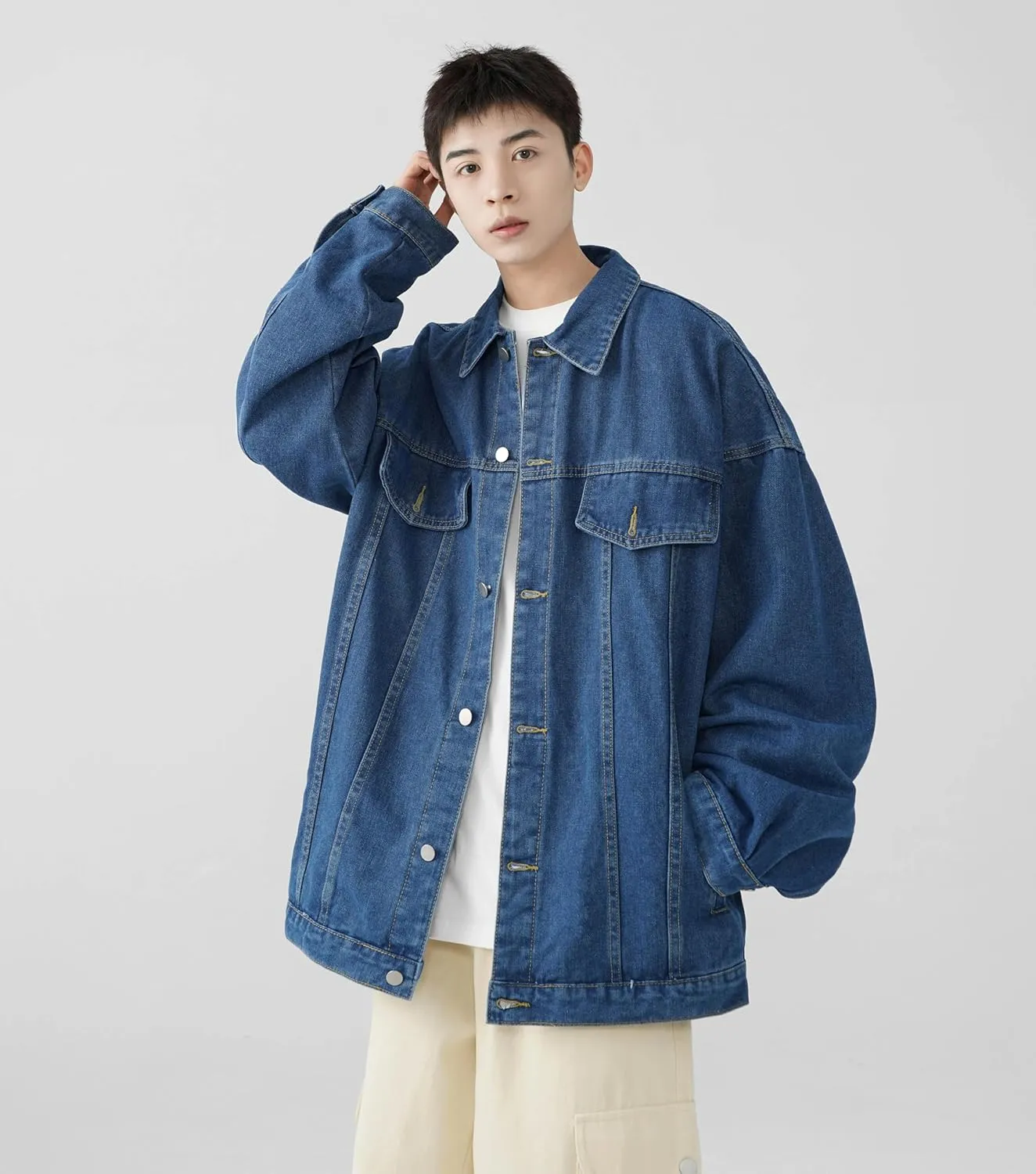 Men's American Spring Casual Denim Jacket for motorcycle riding