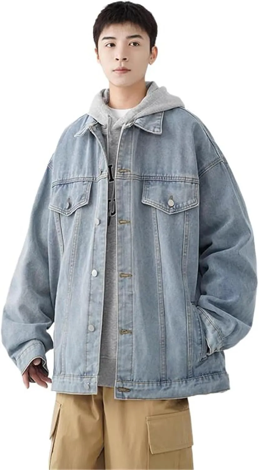 Men's American Spring Casual Denim Jacket for motorcycle riding