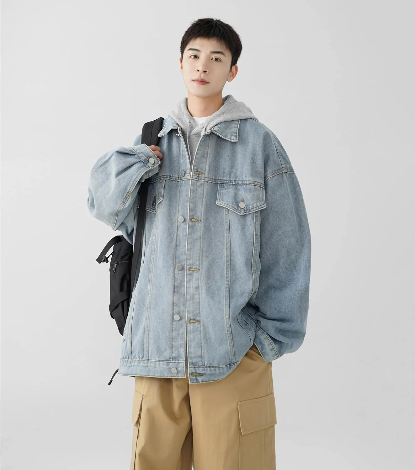 Men's American Spring Casual Denim Jacket for motorcycle riding