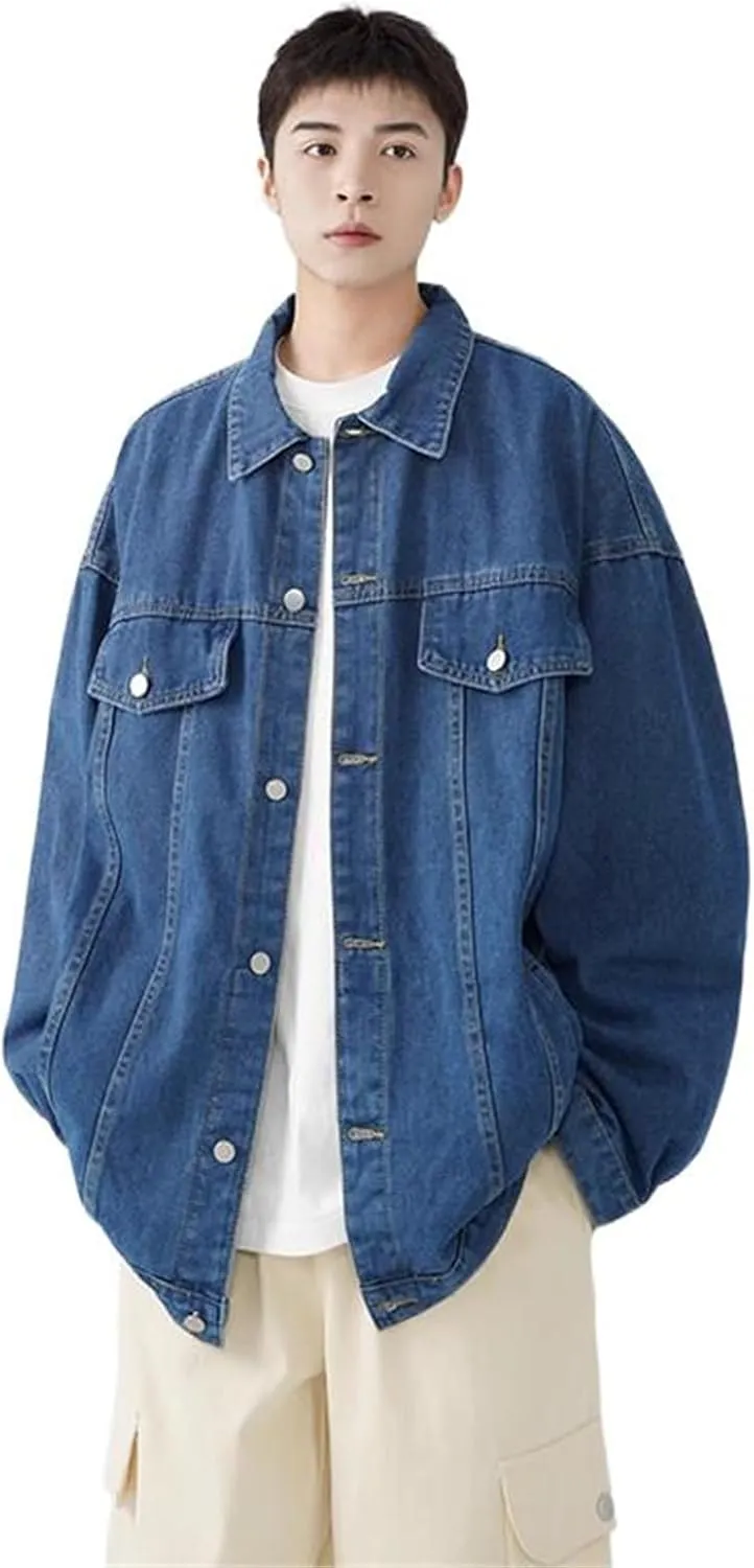 Men's American Spring Casual Denim Jacket for motorcycle riding