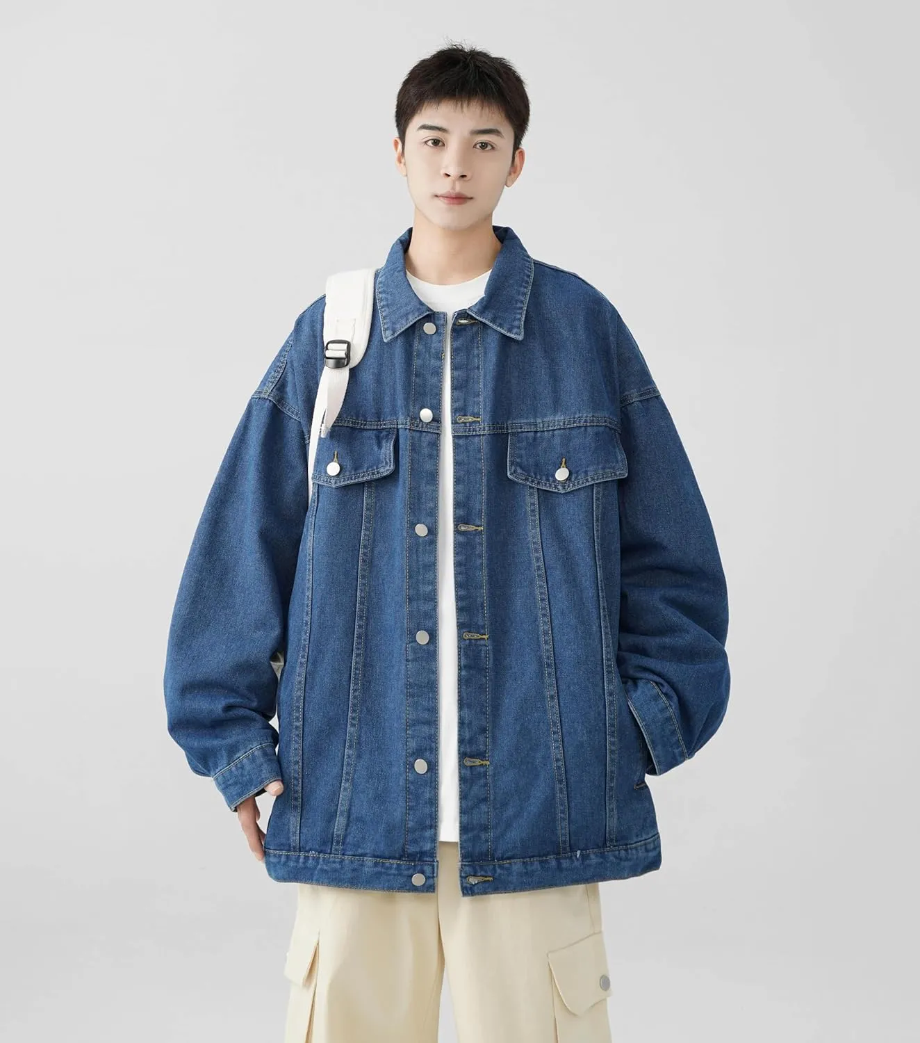 Men's American Spring Casual Denim Jacket for motorcycle riding