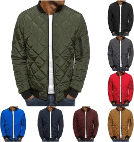 Mens Flight Bomber Jacket Relaxed Fit Diamond Quilted Varsity Jackets Fall Winter Lightweight Padded Coat Outwear