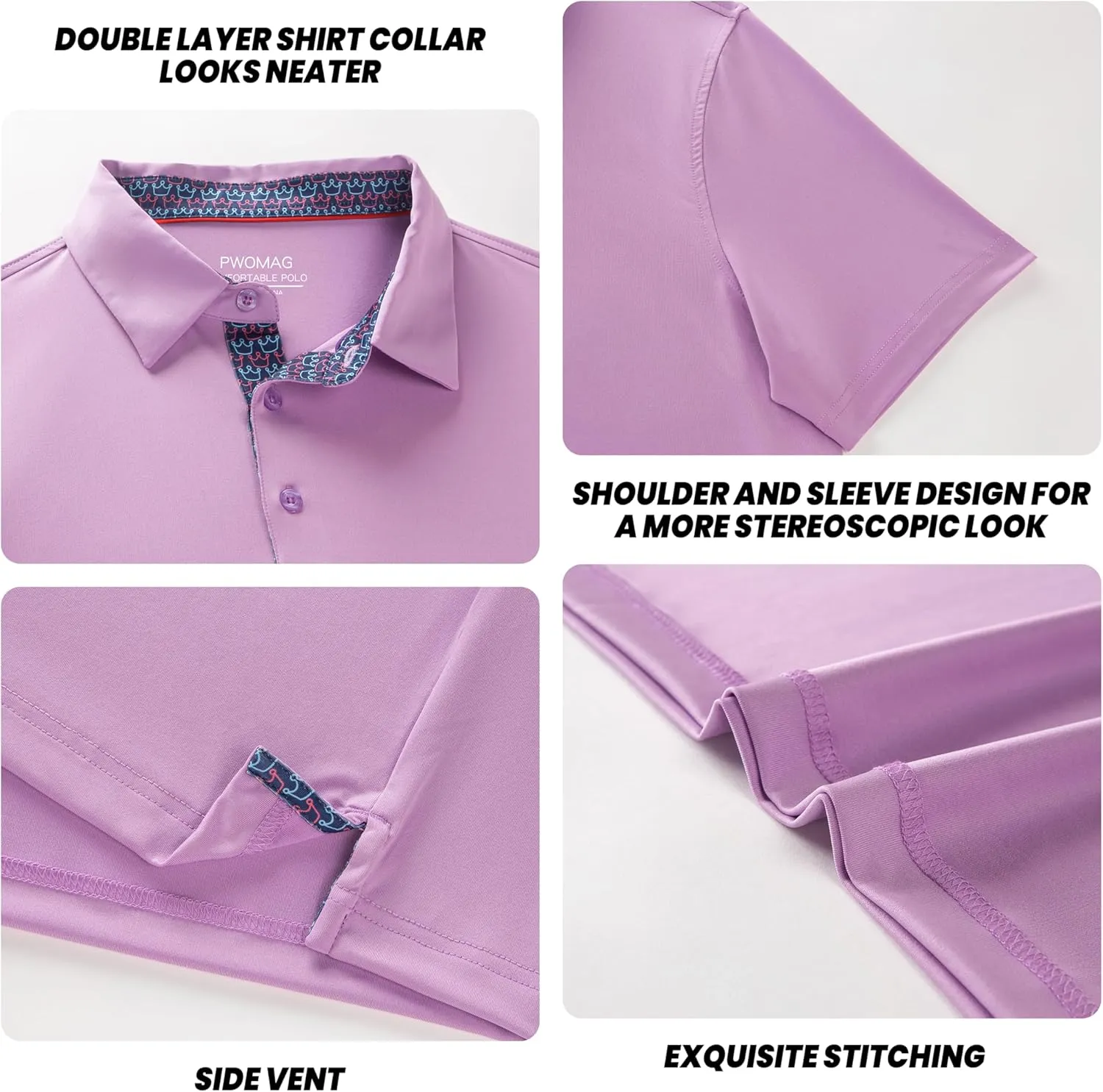 Mens Golf Shirt Short Sleeve Moisture Wicking Dry Fit Performance Casual Solid Collared Golf Polo Shirts for Men
