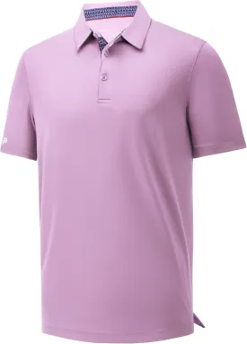 Mens Golf Shirt Short Sleeve Moisture Wicking Dry Fit Performance Casual Solid Collared Golf Polo Shirts for Men