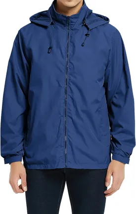 Mens Lightweight Jackets Windbreaker Waterproof Rain Jacket Casual Hiking Travel Raincoat Oversized Outdoor Packable