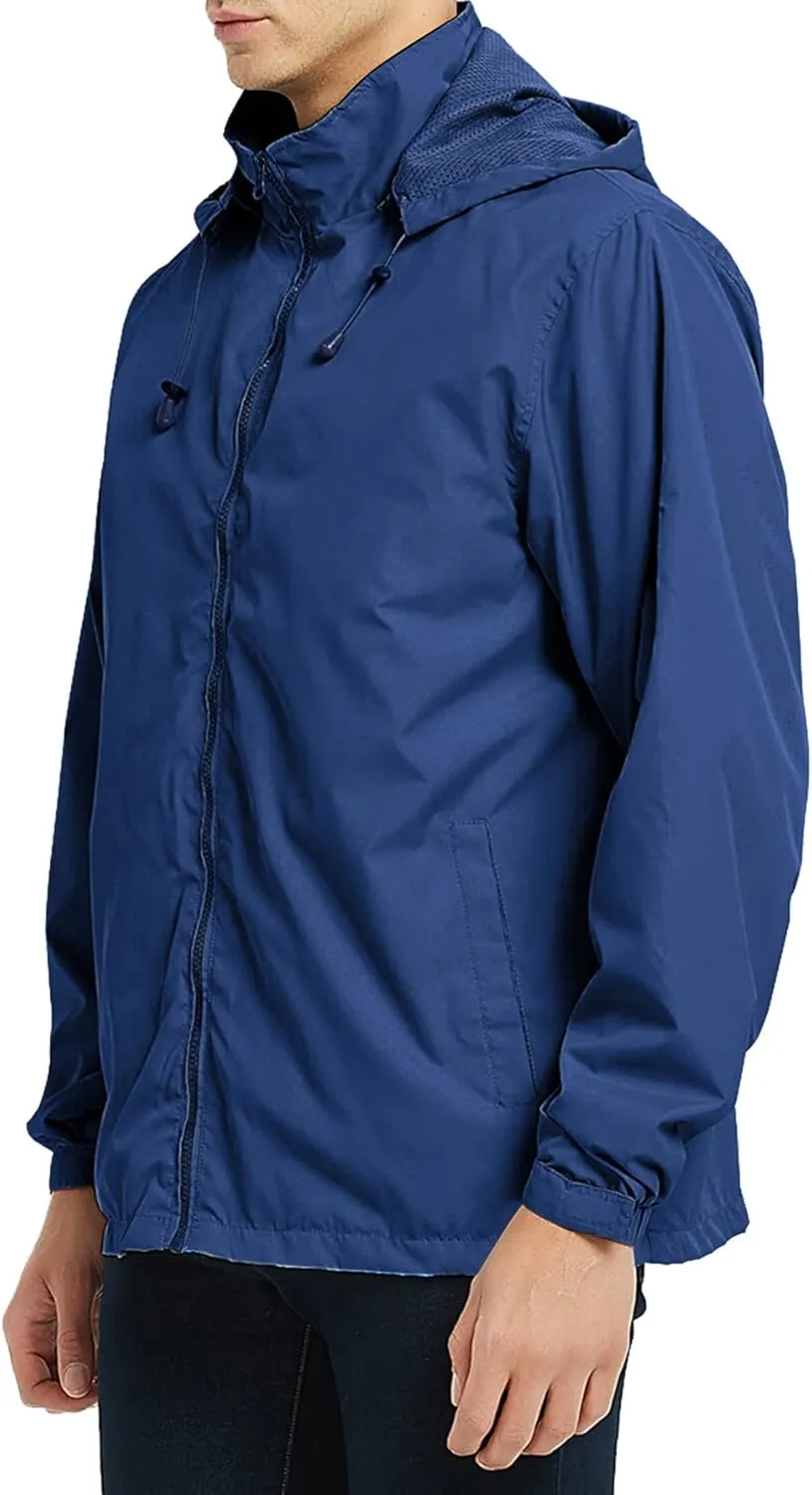 Mens Lightweight Jackets Windbreaker Waterproof Rain Jacket Casual Hiking Travel Raincoat Oversized Outdoor Packable