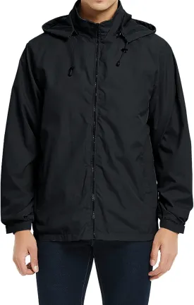 Mens Lightweight Windbreaker Jacket Waterproof Rain Jacket with Hood Soft Shell Jacket Black M