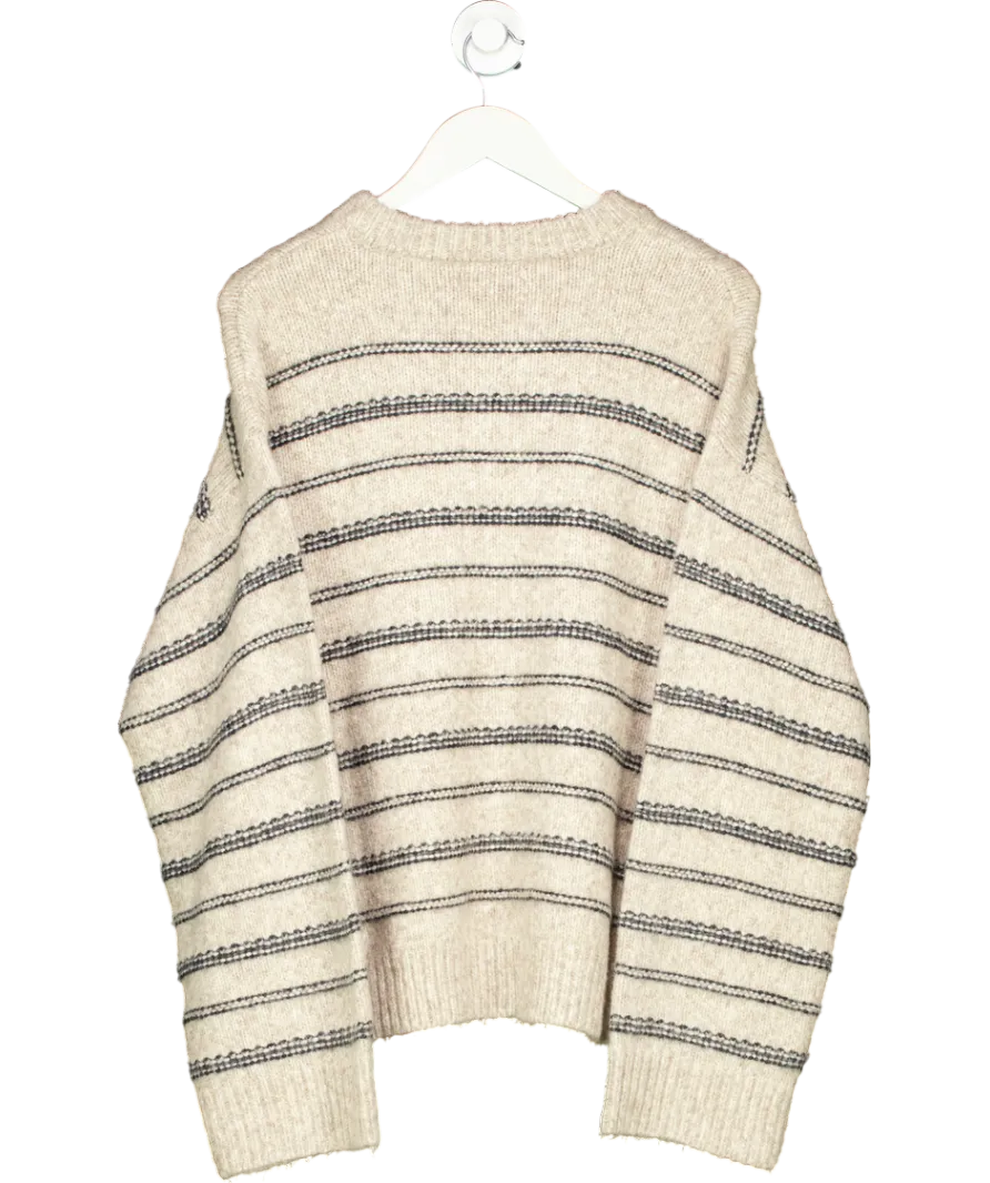 NA-KD Beige Knitted Striped Soft Sweater UK L