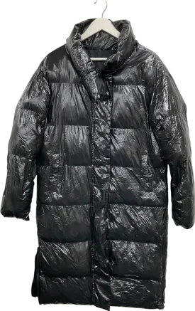 PrettyLittleThing Black Vinyl Puffer Coat UK S