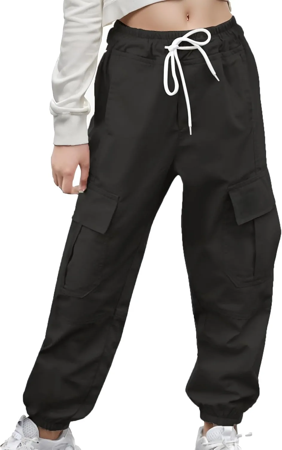 Teen Girls & Womens Cargo Pants Baggy Elastic Waist Cargo Joggers for Women Oversized Casual Work Pants Trousers