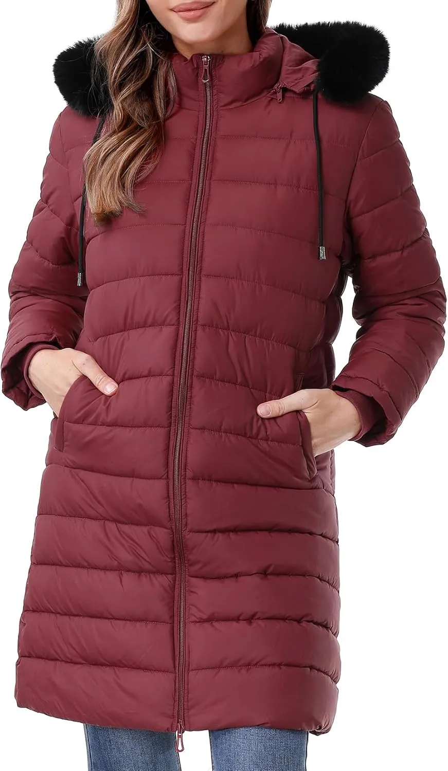 Women's Waterproof Long Puffer Jacket Thickened Down Jacket Warm Winter Coat