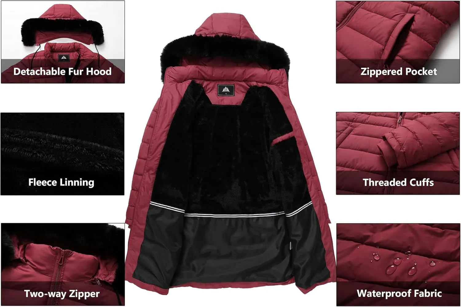 Women's Waterproof Long Puffer Jacket Thickened Down Jacket Warm Winter Coat