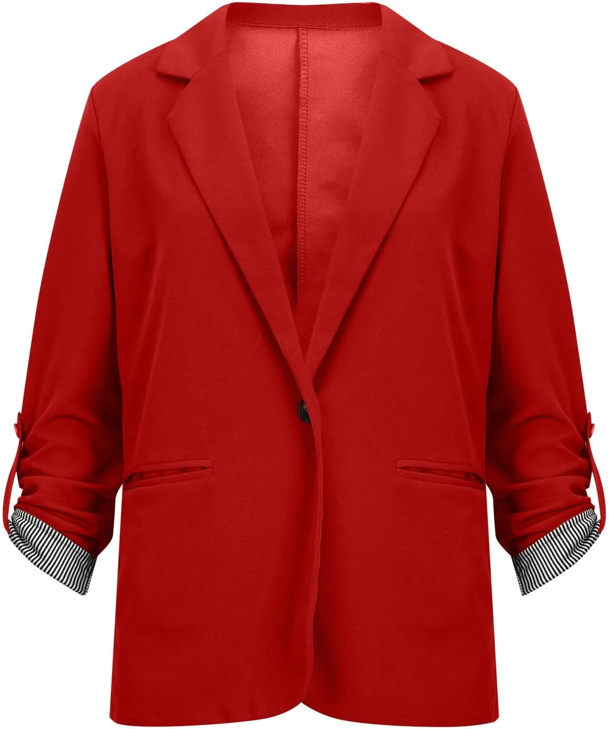 Womens Work Casual Roll up Sleeves Blazer Open Front Cardigan Business Office Suit Jackets Dressy Jackets Blazer