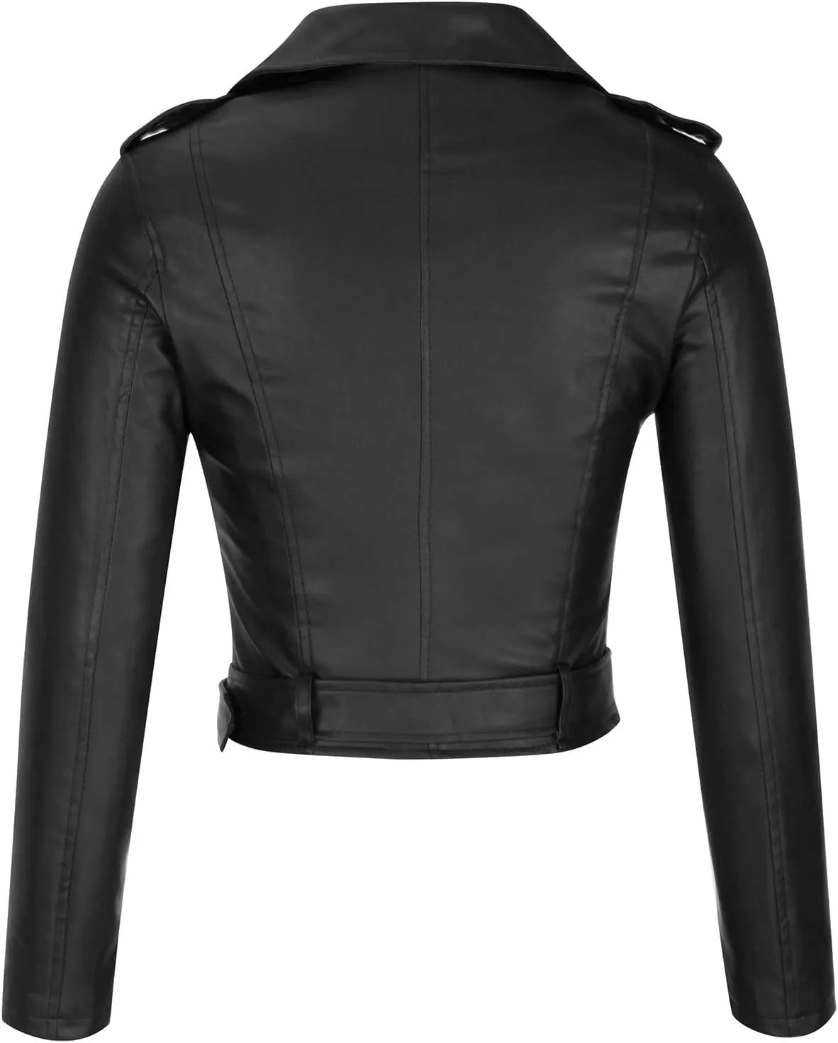 XUNRYAN Girls Winter Fashion Faux-Leather Jackets Motorcycle Short Vegan PU Moto Biker Jacket Crop Slim Petite Coat Outerwear
