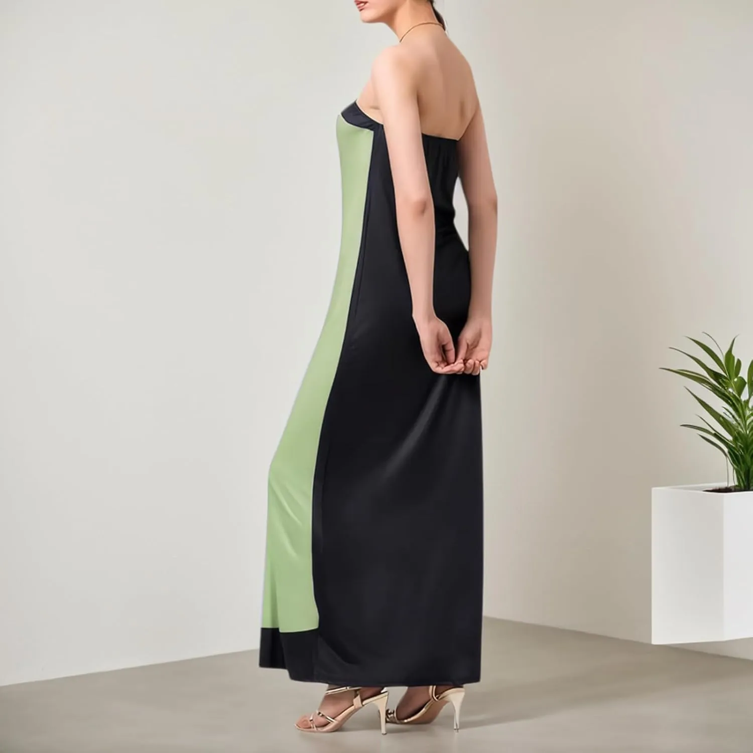 Zwirelz Women Strapless Maxi Dress Boho Floral Print Flowy Long Tube Dress Off Shoulder Loose Beach Sundress Long Tube Dress